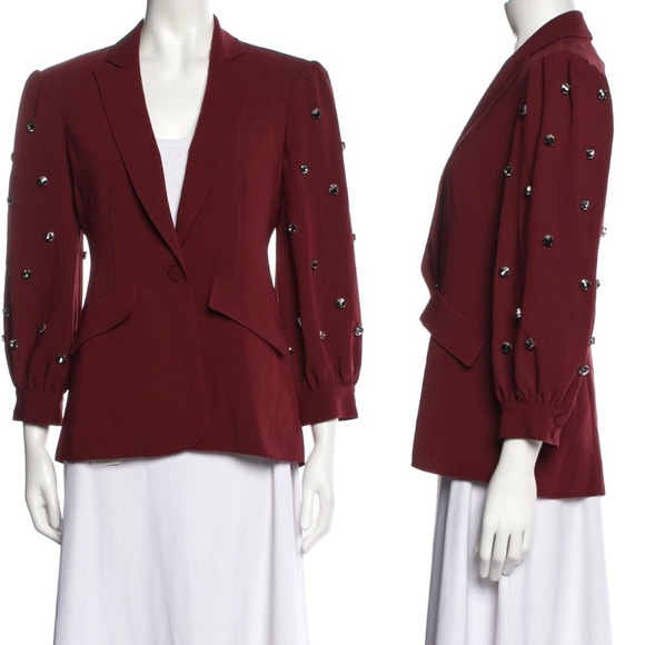 Cinq a Sept Amie Bejeweled 3/4" Puff Sleeve Tailored Fitted
Blazer Size 4 NEW - Picture 11 of 13